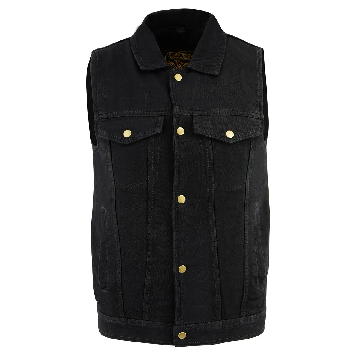 Milwaukee Leather DM1331 Men's Black Denim Motorcycle Biker Riders Vest w/ Shirt Style Collar - Image 7