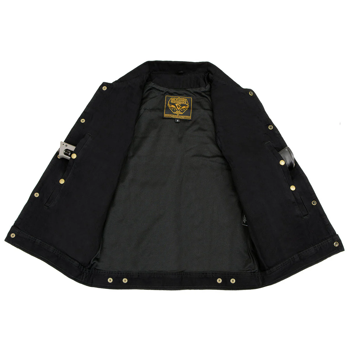 Milwaukee Leather DM1331 Men's Black Denim Motorcycle Biker Riders Vest w/ Shirt Style Collar - Image 9