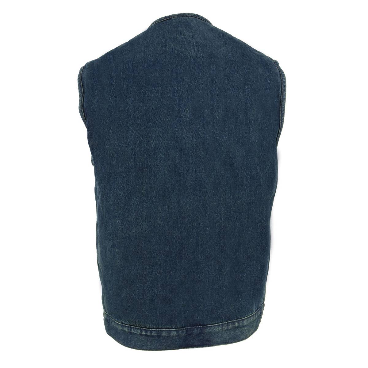Biker's Edge DM1937 Men's Blue Snap Front Denim Club Style Motorcycle Biker Rider Vest - Image 2