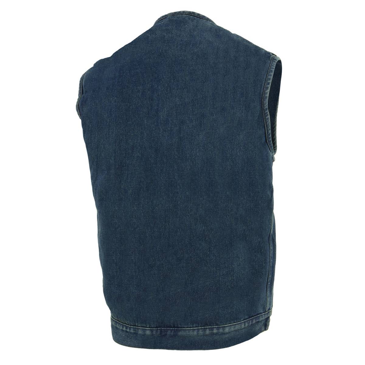 Biker's Edge DM1937 Men's Blue Snap Front Denim Club Style Motorcycle Biker Rider Vest - Image 5