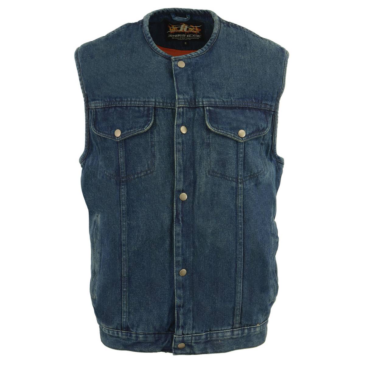 Biker's Edge DM1937 Men's Blue Snap Front Denim Club Style Motorcycle Biker Rider Vest - Image 7