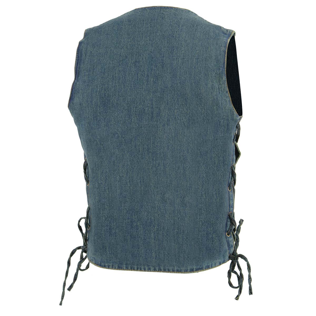 Milwaukee Leather DM1989 Men's Blue Denim '10 Pocket' Motorcycle Bikers Rider Vest with Side Laces - Image 5