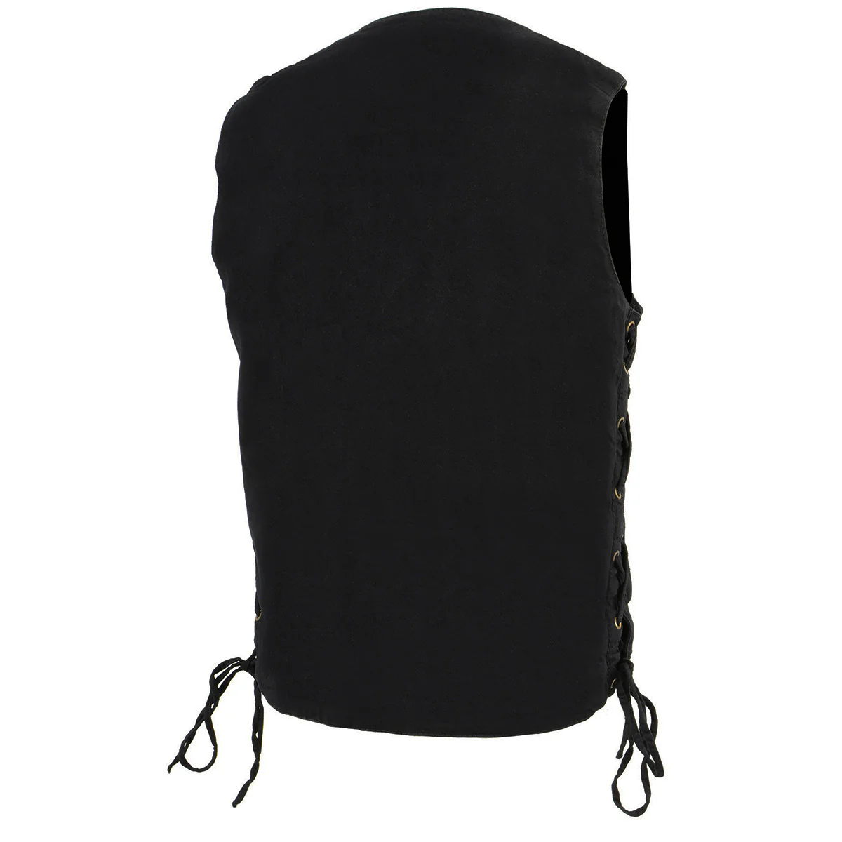 Milwaukee Leather DM1990 Men's Black 10 Pocket Side Lace Denim Vest - Image 2