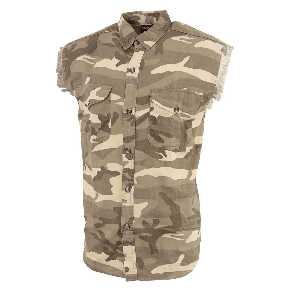 Milwaukee Leather DM4009 Men's Sand Lightweight Denim Shirt with with Frayed Cut Off Sleeveless Look - Image 6