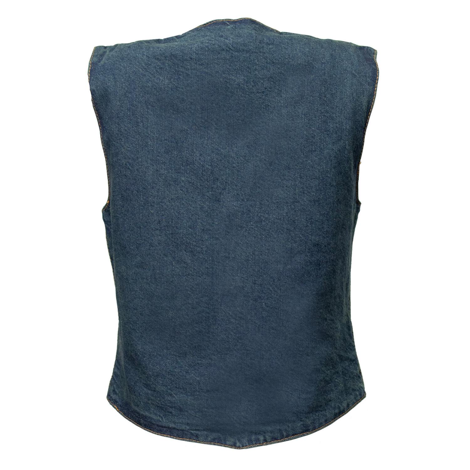 Milwaukee Leather MDL4000 Women's Blue Plain Side 4 Snap Front Denim Vest - Image 2