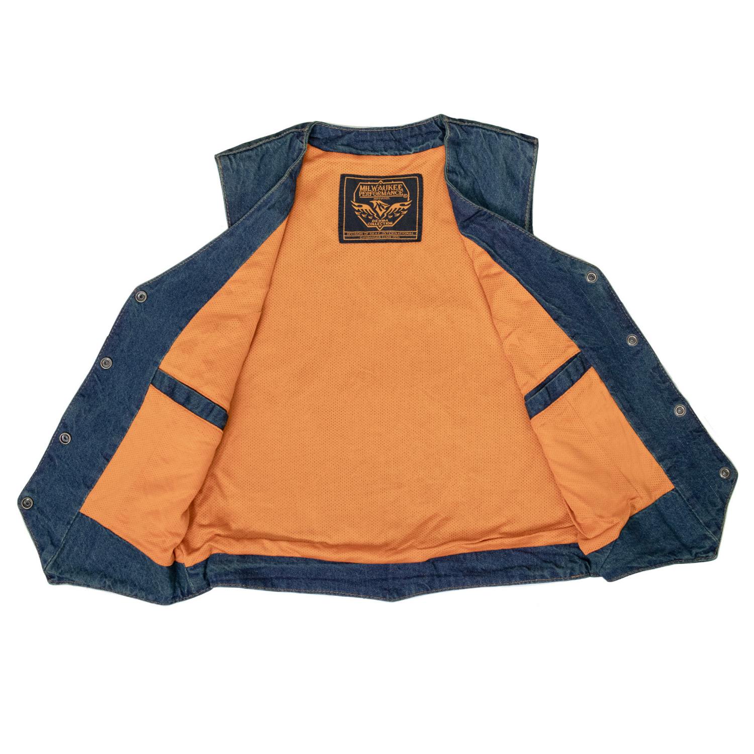 Milwaukee Leather MDL4000 Women's Blue Plain Side 4 Snap Front Denim Vest - Image 4
