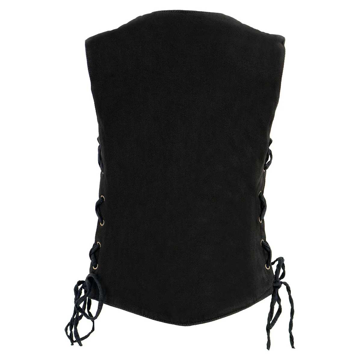 Milwaukee Leather MDL4001 Women's Black Denim Motorcycle Vest with Side Lace and 4 Snap Front - Image 2