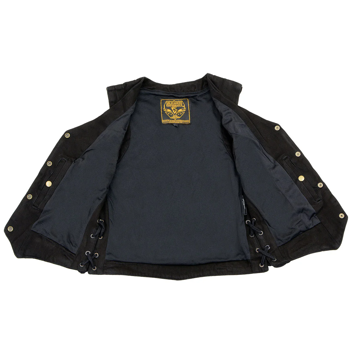 Milwaukee Leather MDL4001 Women's Black Denim Motorcycle Vest with Side Lace and 4 Snap Front - Image 4
