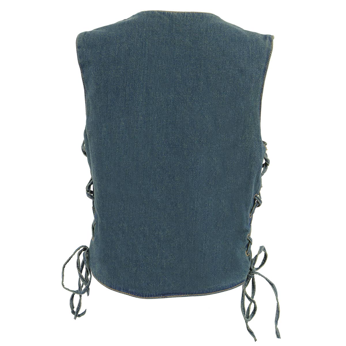 Milwaukee Leather MDL4001 Women's Blue Side Lace 4 Snap Front Denim Vest - Image 2