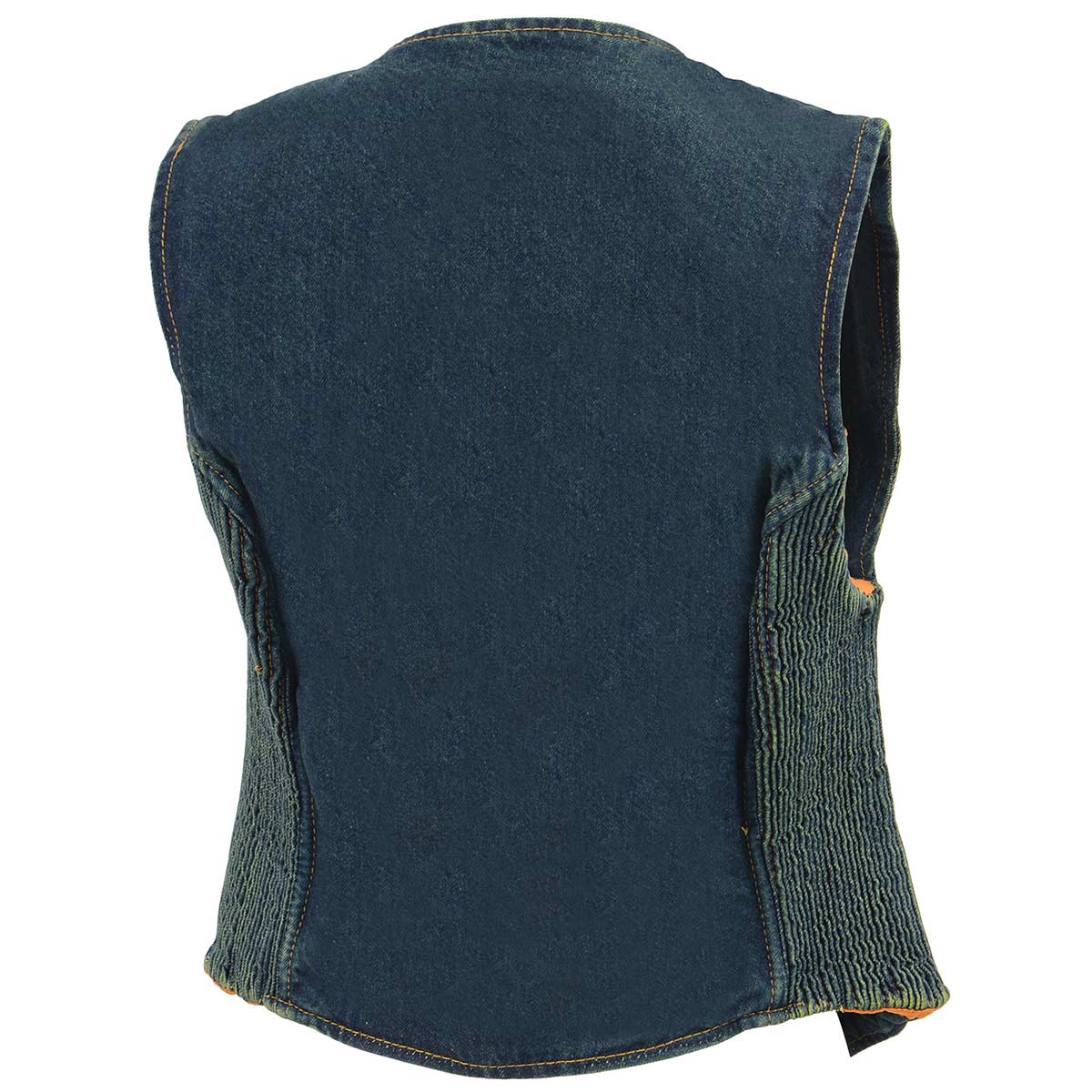 Milwaukee Leather MDL4010 Women's Blue Zipper Front Denim Vest with Side Stretch - Image 6