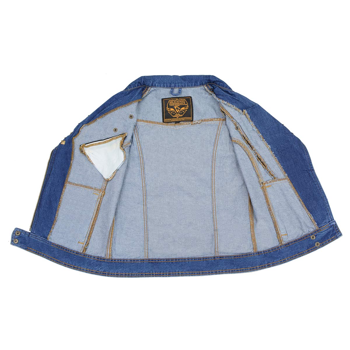 Milwaukee Leather MDL4030 Women's Blue Denim Zipper Front Motorcycle Vest with Studded Spikes - Image 4