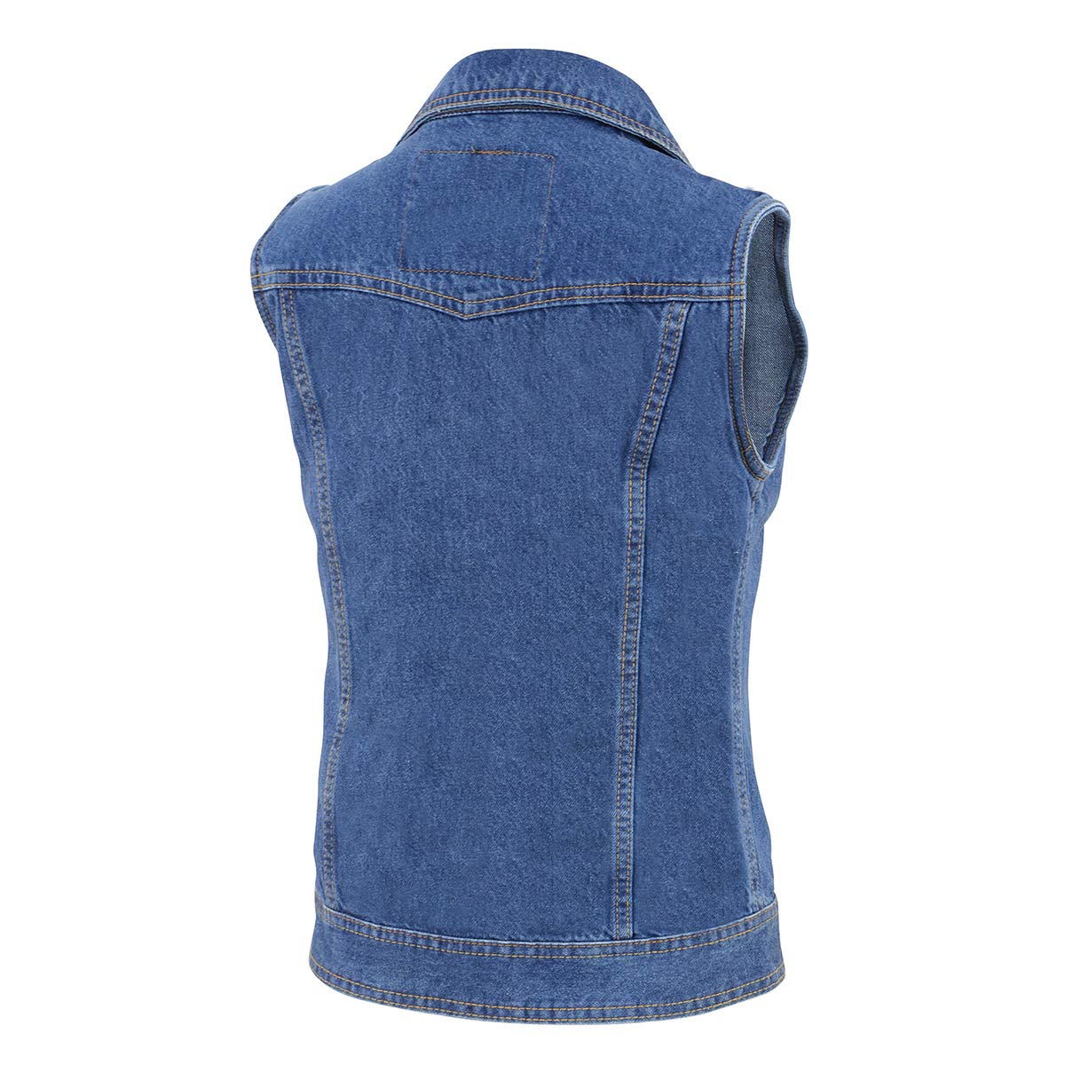 Milwaukee Leather MDL4030 Women's Blue Denim Zipper Front Motorcycle Vest with Studded Spikes - Image 6