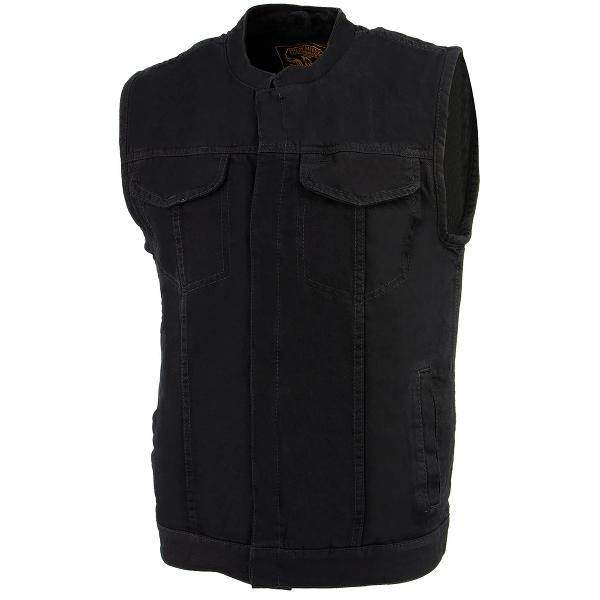 Milwaukee Leather MDM3000 Men's 'Brute' Concealed Snap Black Denim Club Style Vest w/ Hidden Zipper - Image 6