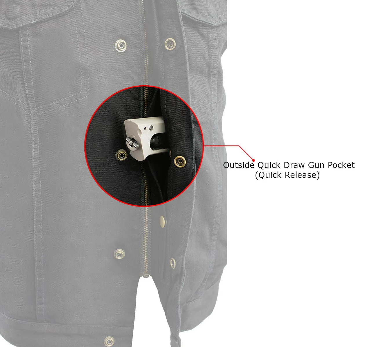 Milwaukee Leather MDM3002 Men's ‘Covert’ Black Denim Club Style Vest with Side Lace Adjustment - Image 5