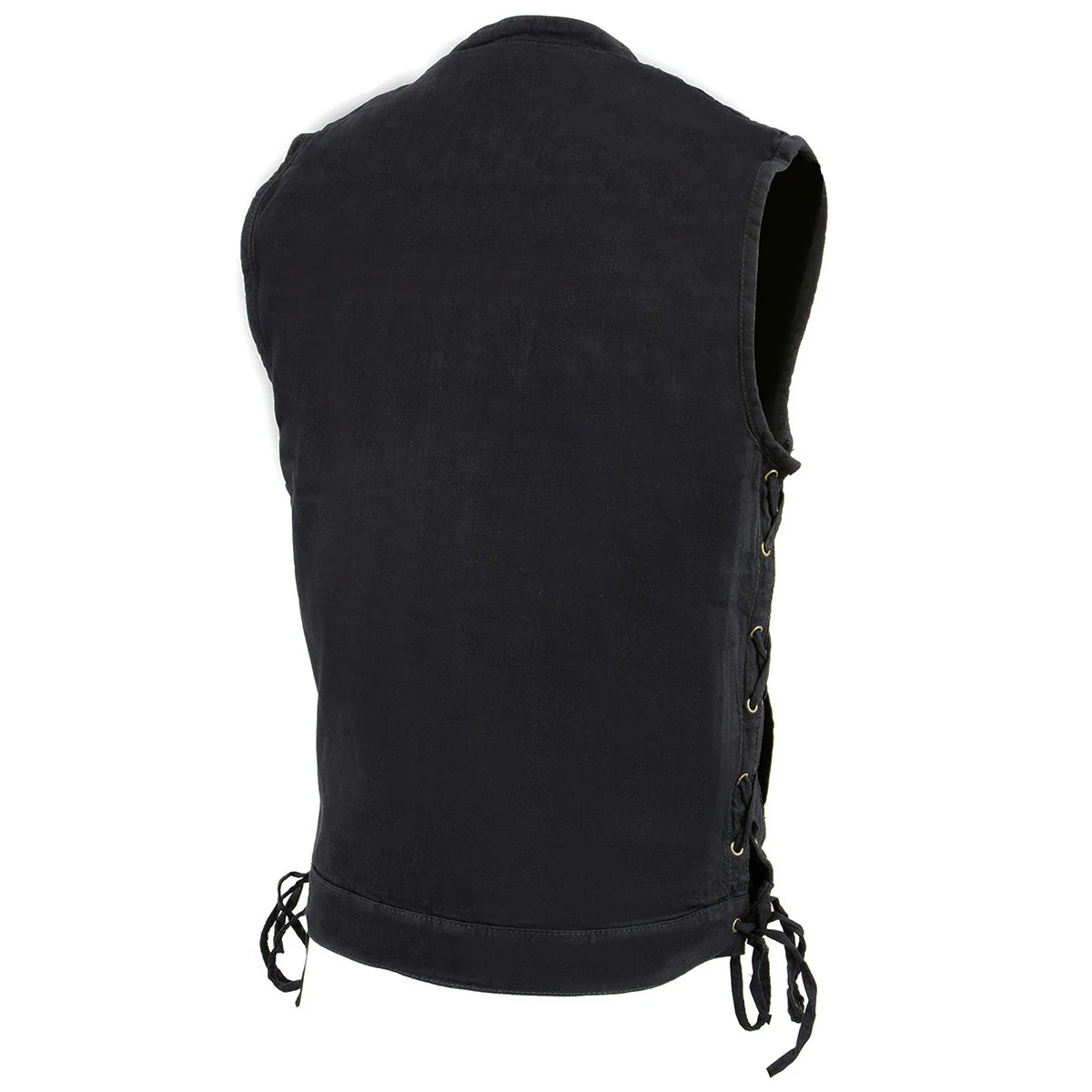 Milwaukee Leather MDM3002 Men's ‘Covert’ Black Denim Club Style Vest with Side Lace Adjustment - Image 7