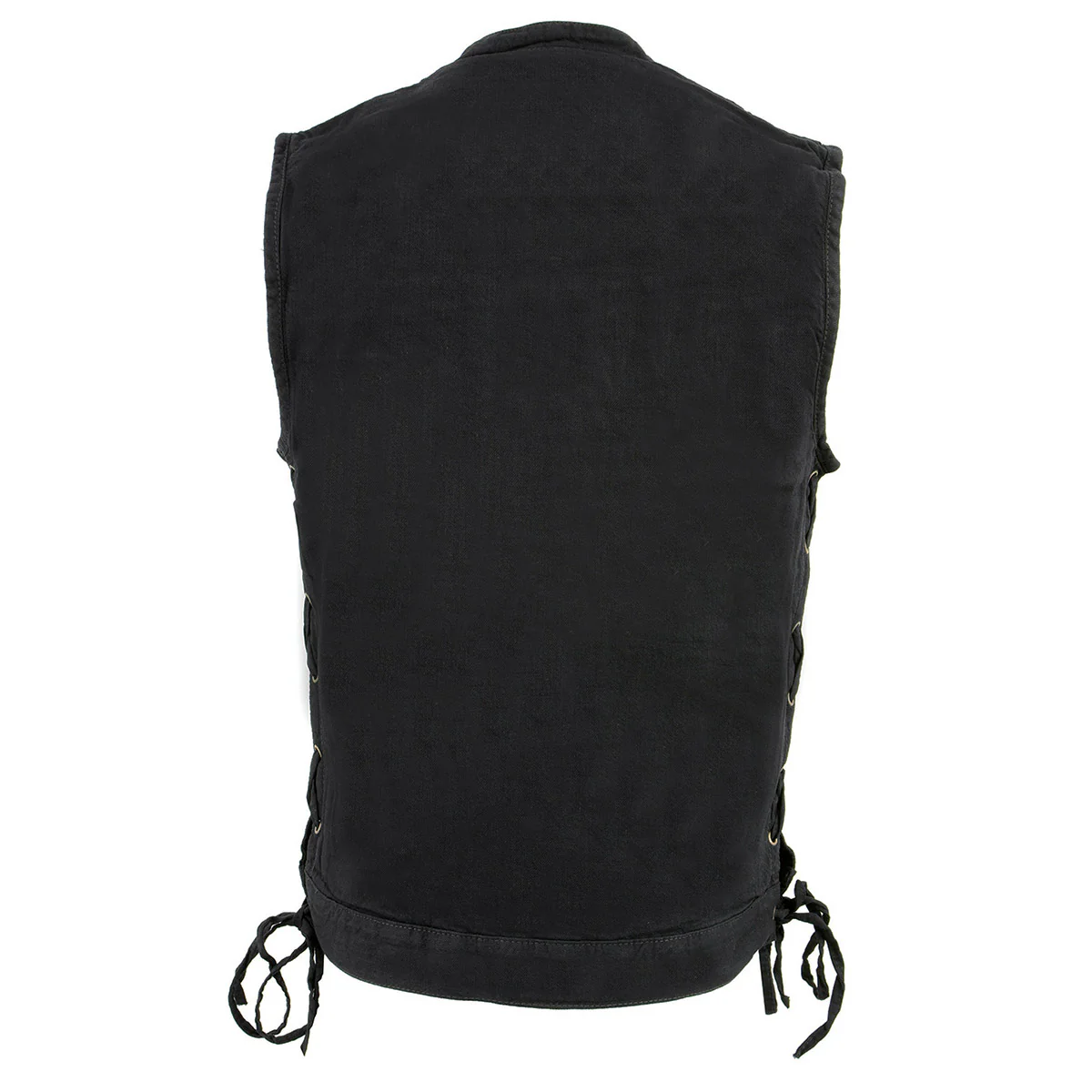 Milwaukee Leather MDM3002 Men's ‘Covert’ Black Denim Club Style Vest with Side Lace Adjustment - Image 9