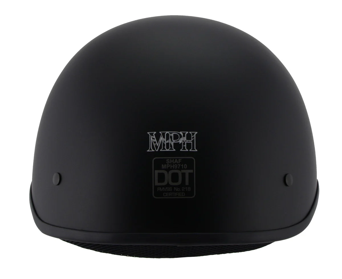 Milwaukee Performance Helmets MPH9710DOT Dot Approved Bare Bones Matte Black Half Motorcycle Helmet - Image 2