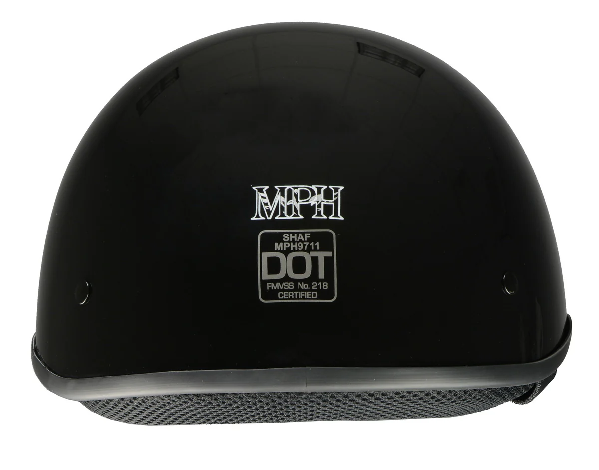 Milwaukee Helmets Bare Bones Glossy Black Half Motorcycle Helmet DOT Approved MPH9711DOT - Image 5