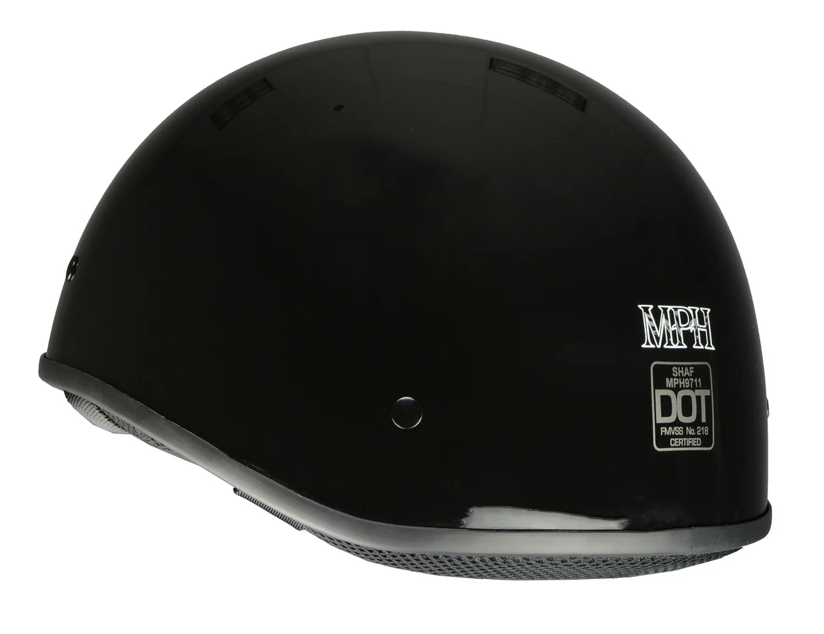Milwaukee Helmets Bare Bones Glossy Black Half Motorcycle Helmet DOT Approved MPH9711DOT - Image 6