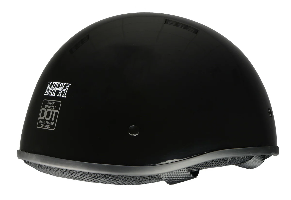 Milwaukee Helmets Bare Bones Glossy Black Half Motorcycle Helmet DOT Approved MPH9711DOT - Image 8
