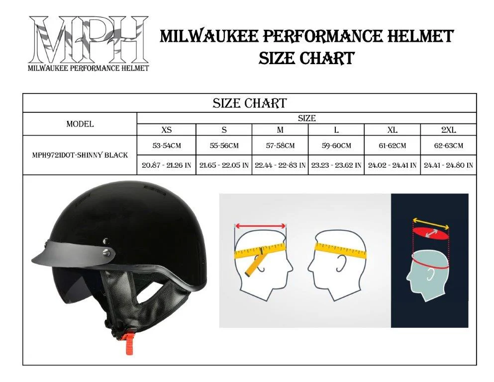 Milwaukee Helmets MPH9721DOT Momentum Glossy Black Half Helmet - Image 5