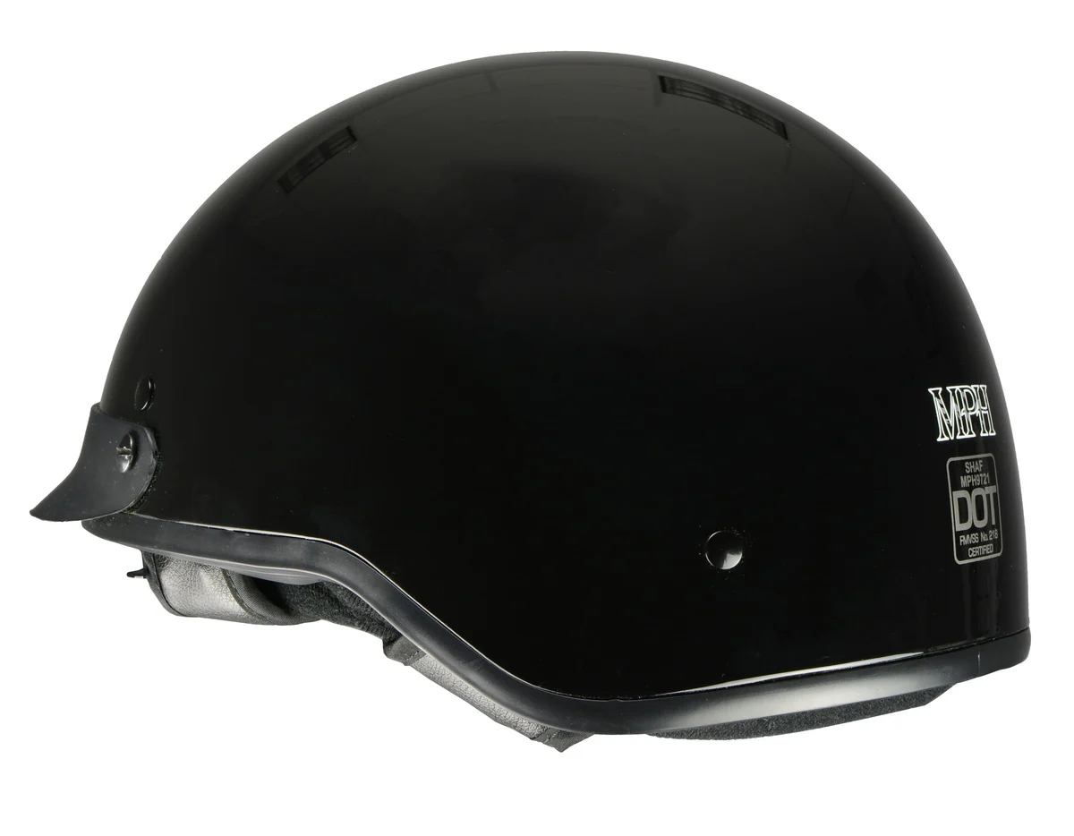 Milwaukee Helmets MPH9721DOT Momentum Glossy Black Half Helmet - Image 6