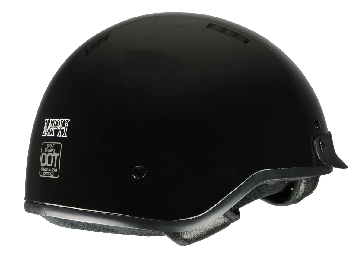 Milwaukee Helmets MPH9721DOT Momentum Glossy Black Half Helmet - Image 7