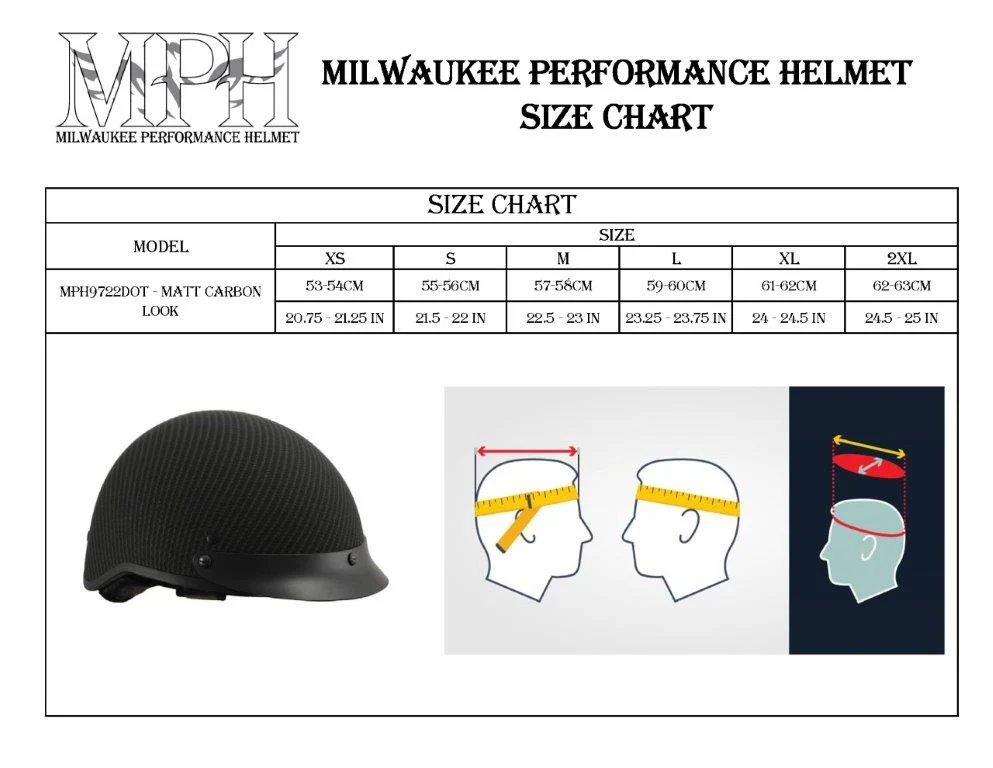 Milwaukee Helmets MPH9722DOT Matte Black Half Helmet with Drop Down Sun Visor - Image 9