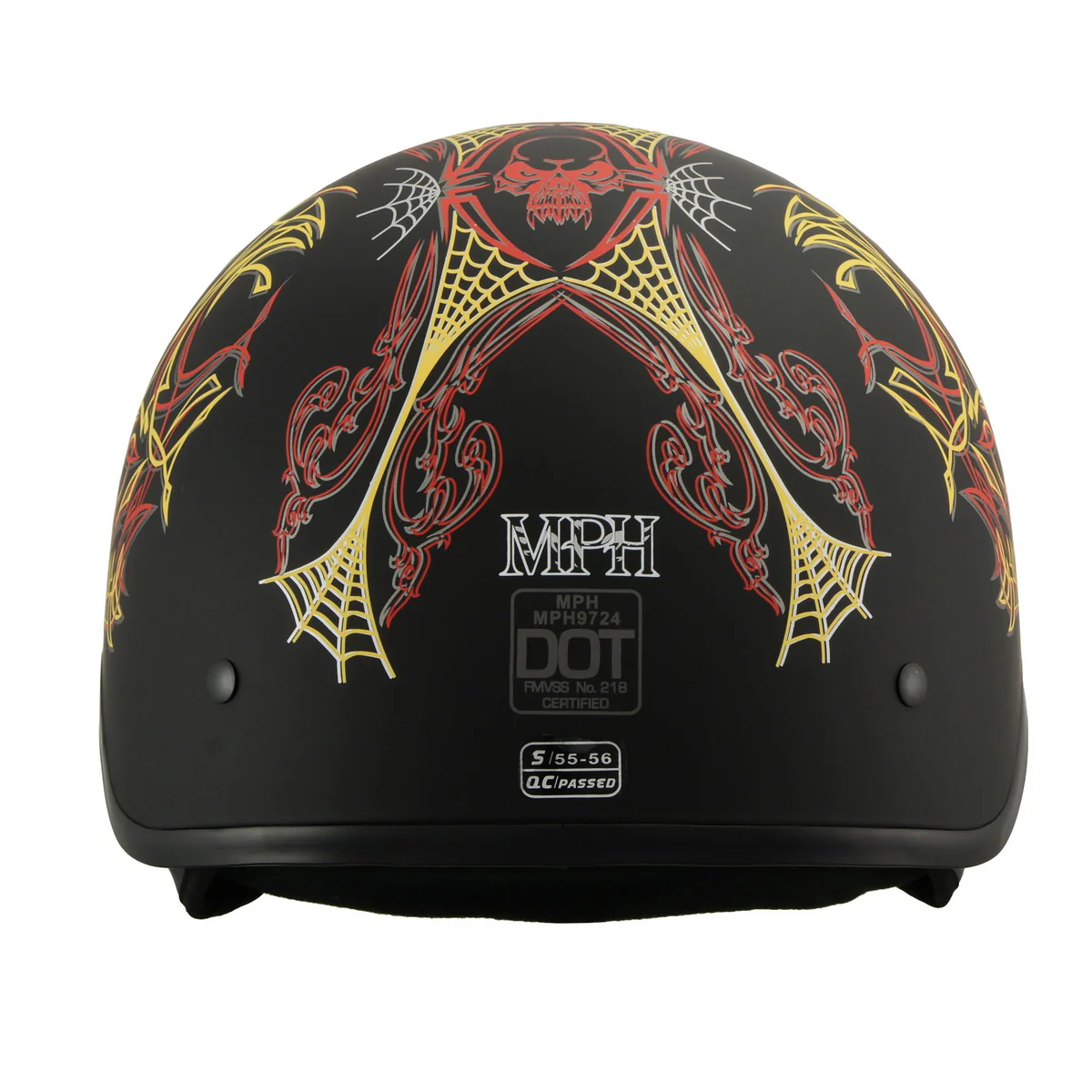 Milwaukee Helmets MPH9724DOT Skull Graphic Matte Black Half Helmet DOT w/ Drop Down Sun Visor - Image 2