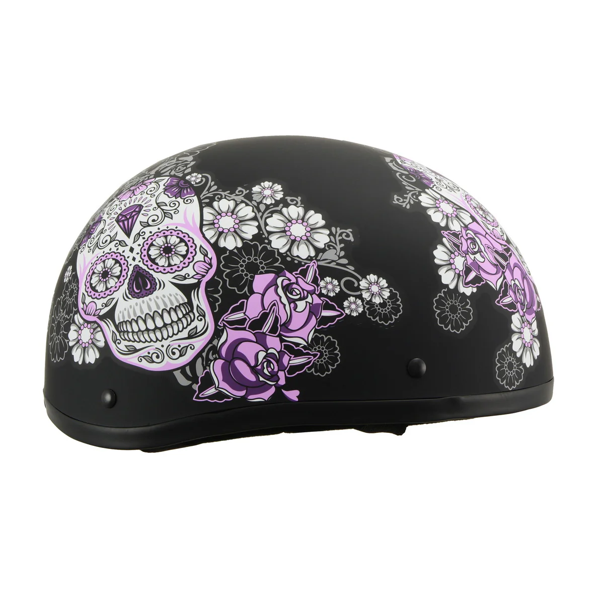 Milwaukee Helmets MPH9772DOT Ladies Sugar Skull Design Matte Black Half Helmet - Image 6