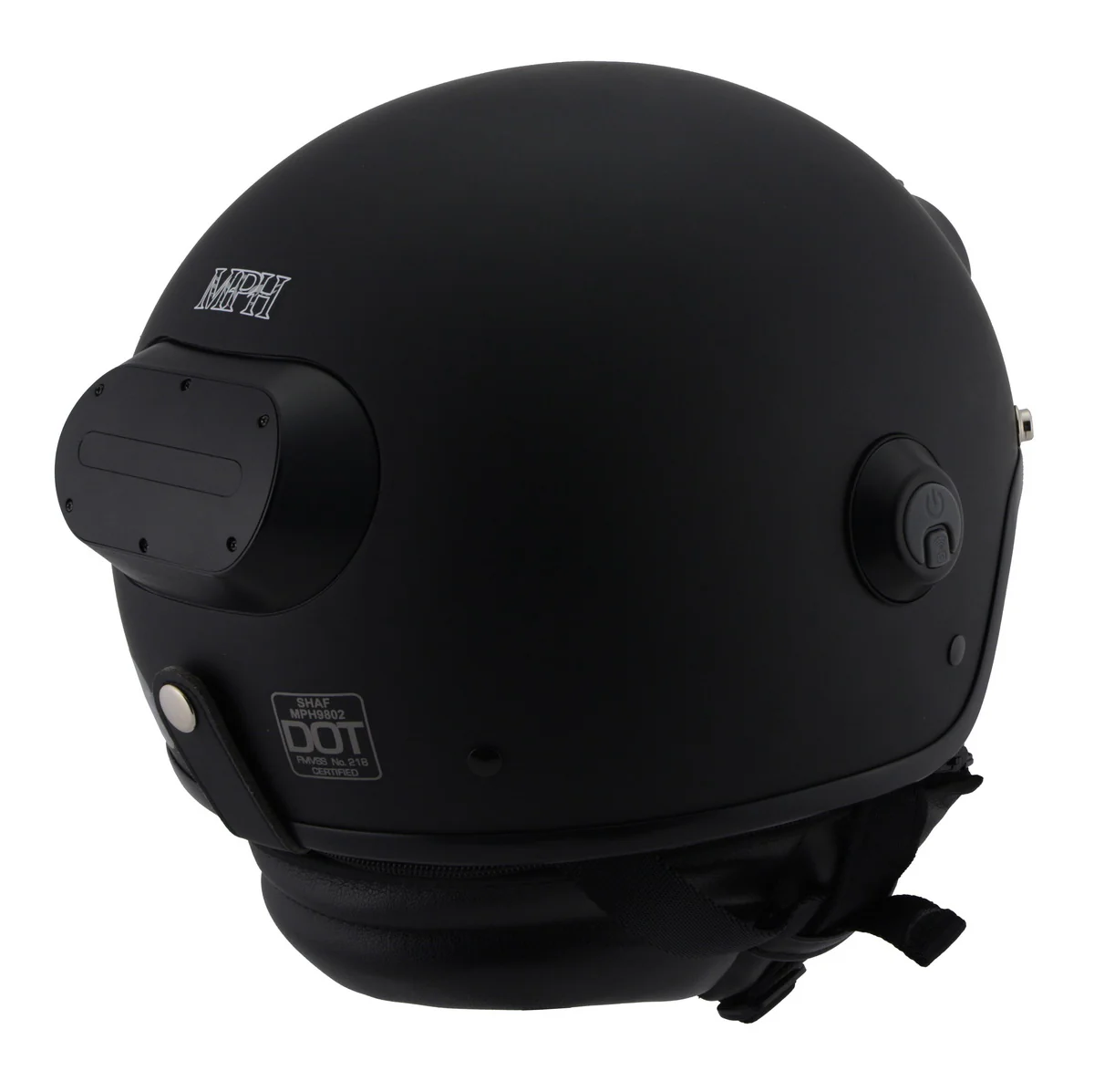 Milwaukee Performance Helmets MPH9802DOT 'Vision' Matte Black 3/4 Open Face Helmet with HD Camera and Bluetooth System - Image 11