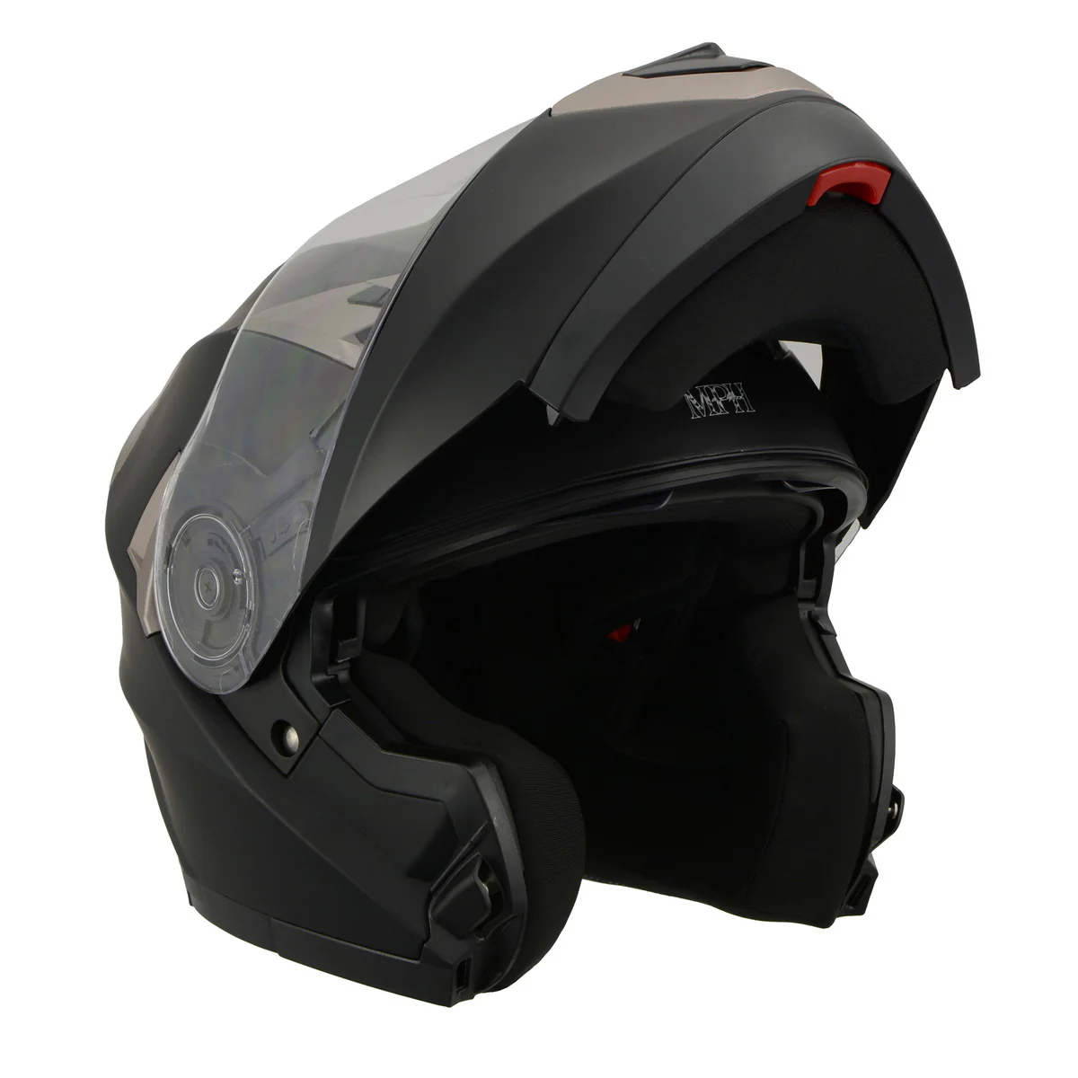 Milwaukee Performance Helmets MPH9804DOT Matte Black Modular Racing Helmet w/ Drop Down Visor - Image 4