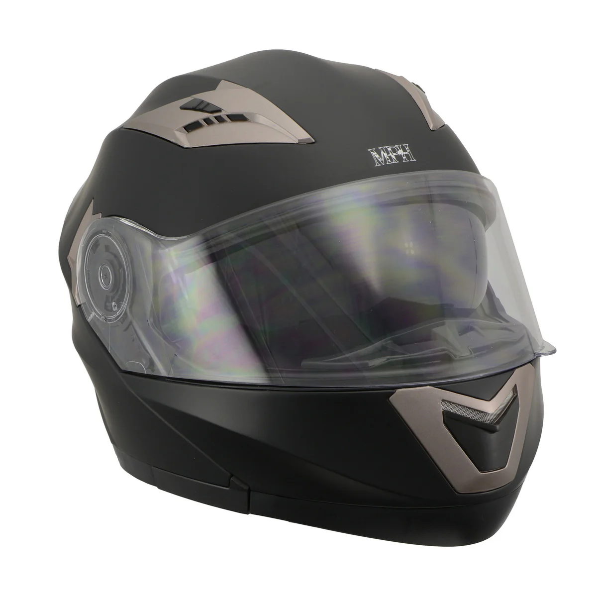Milwaukee Performance Helmets MPH9804DOT Matte Black Modular Racing Helmet w/ Drop Down Visor - Image 9