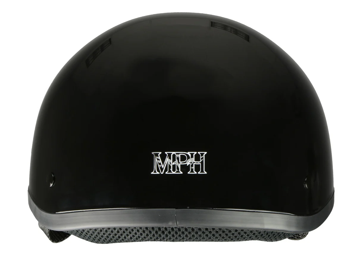 Milwaukee Performance Helmets MPH9851N Novelty Classic Glossy Black Half Helmet w/ Drop Down Visor - Image 4