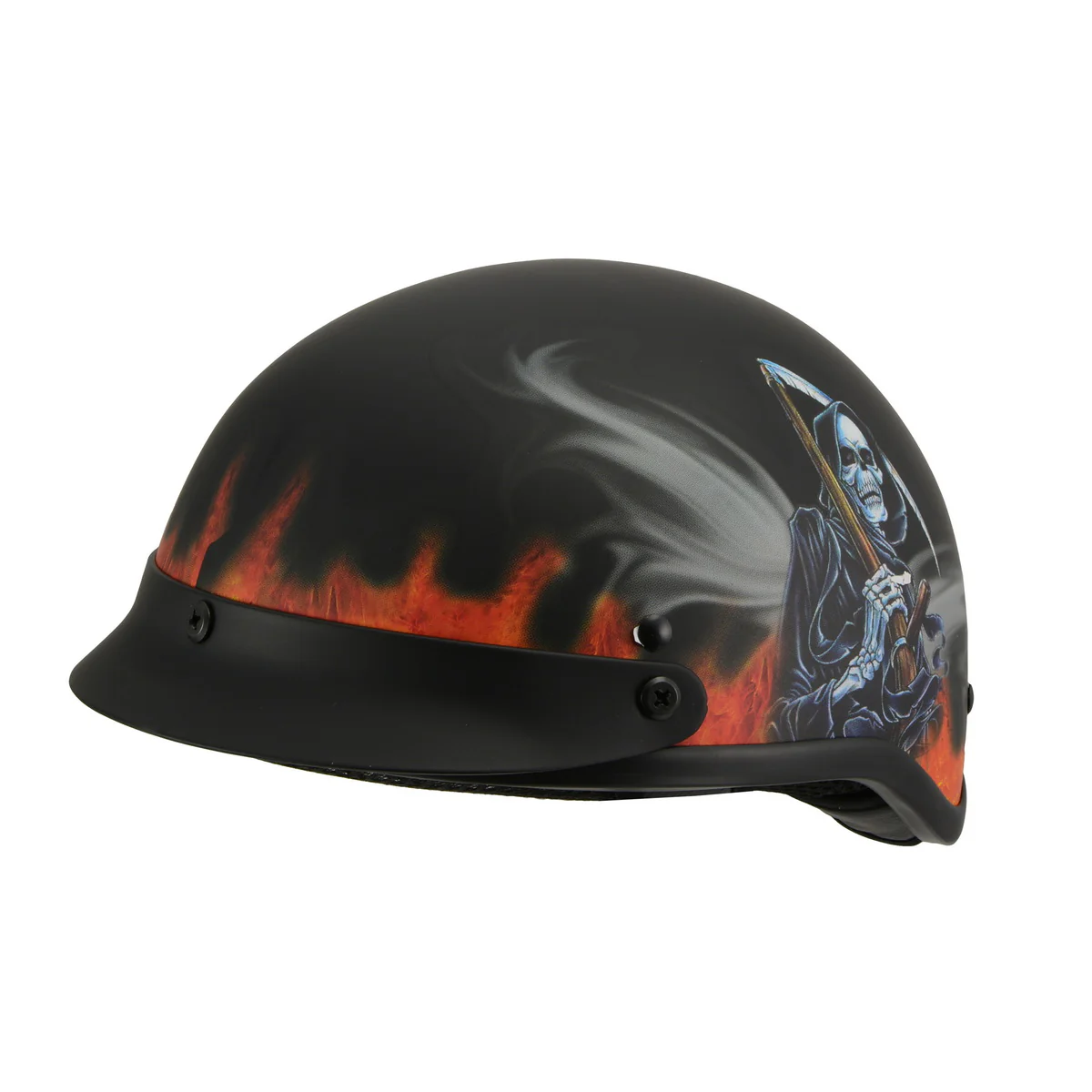Milwaukee Helmets MPH9778 Matte Black Grim Reaper DOT Half Helmet - Image 2