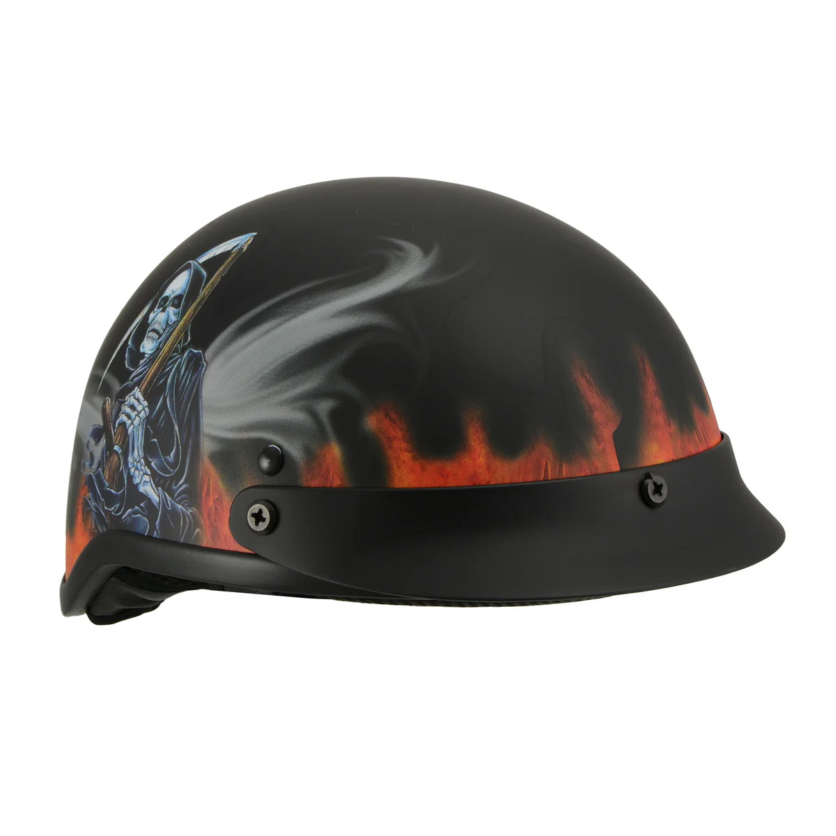 Milwaukee Helmets MPH9778 Matte Black Grim Reaper DOT Half Helmet - Image 6