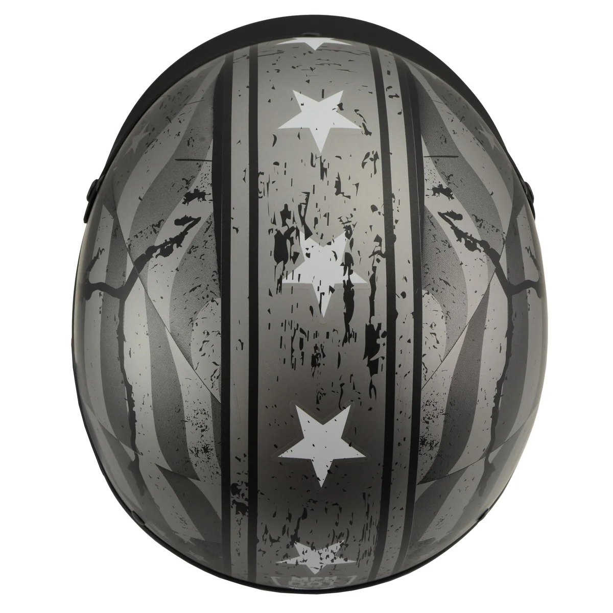 Milwaukee Helmets MPH9871N Novelty Vintage Grey Stars and Stripes Silver Grey Half Helmet - Image 2