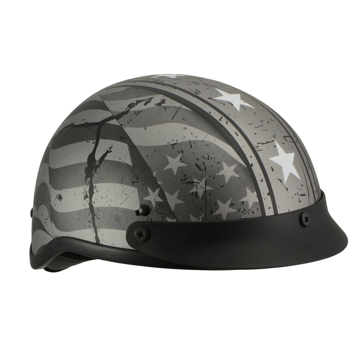 Milwaukee Helmets MPH9871N Novelty Vintage Grey Stars and Stripes Silver Grey Half Helmet - Image 5