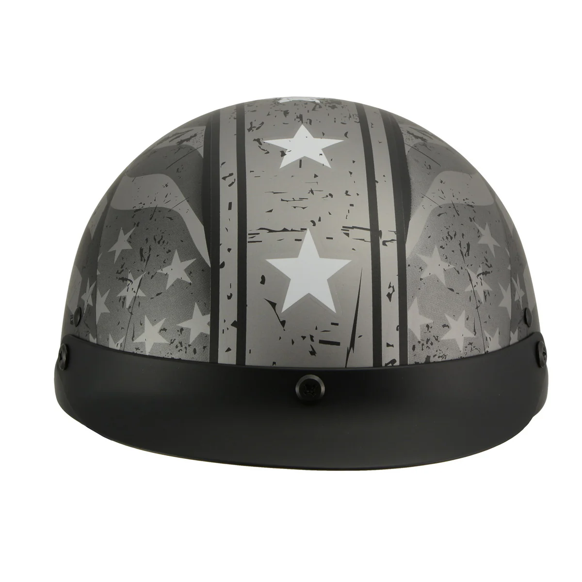 Milwaukee Helmets MPH9871N Novelty Vintage Grey Stars and Stripes Silver Grey Half Helmet - Image 6