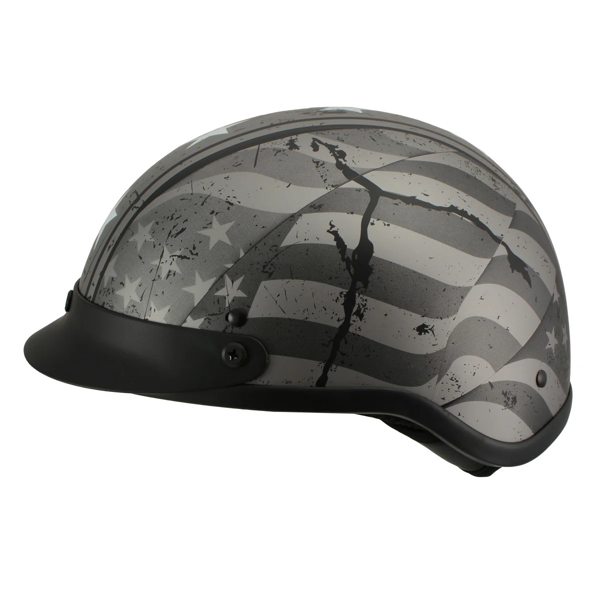 Milwaukee Helmets MPH9871N Novelty Vintage Grey Stars and Stripes Silver Grey Half Helmet - Image 7