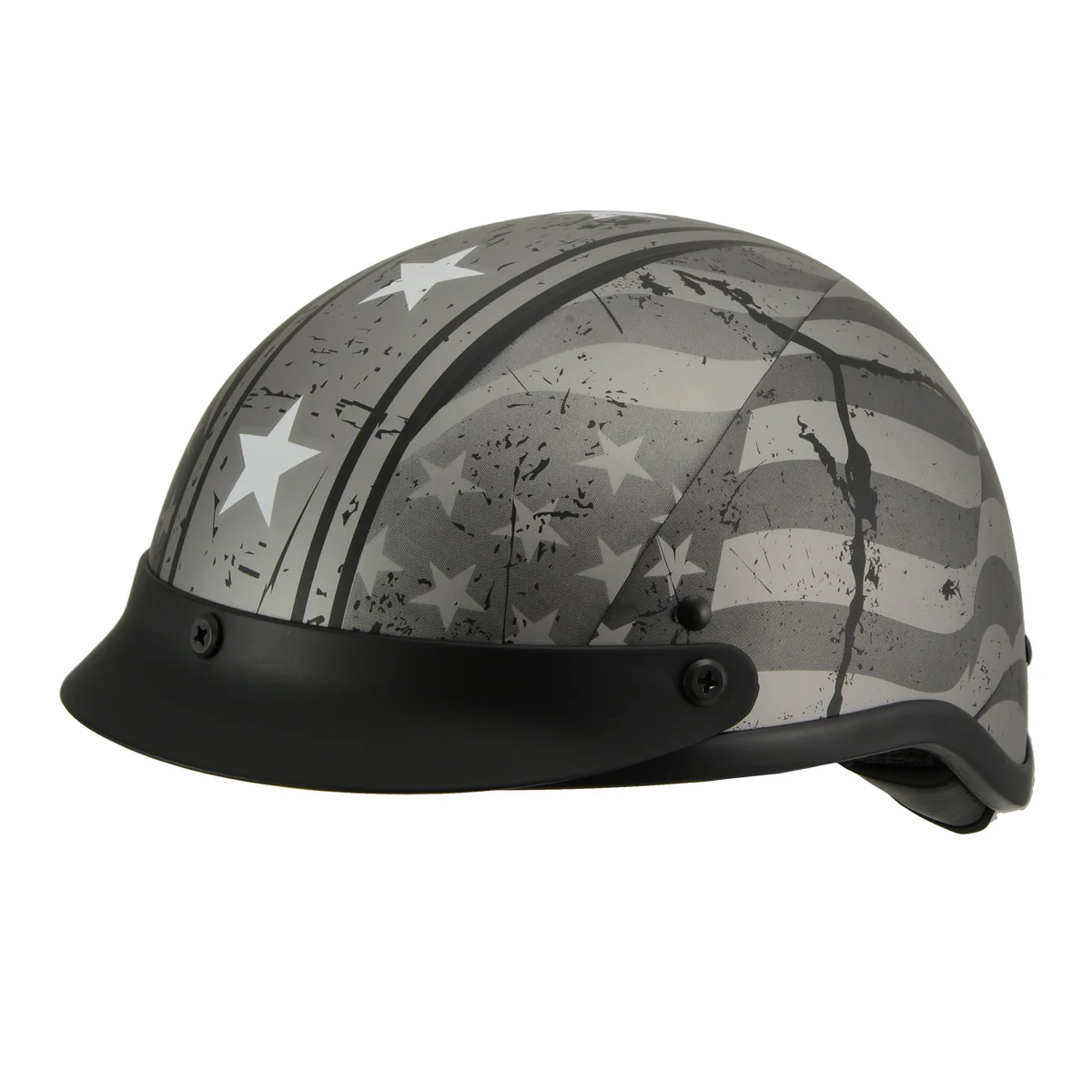 Milwaukee Helmets MPH9871N Novelty Vintage Grey Stars and Stripes Silver Grey Half Helmet - Image 8