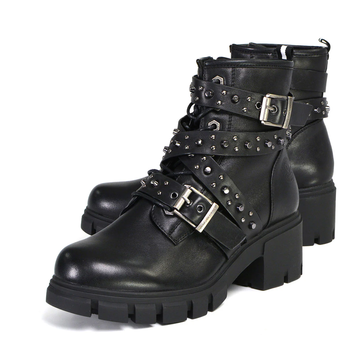 Milwaukee Leather MBL9444 Women's Bruiser Premium Black Lace-Up Fashion Boots w/ Studded Straps - Image 4