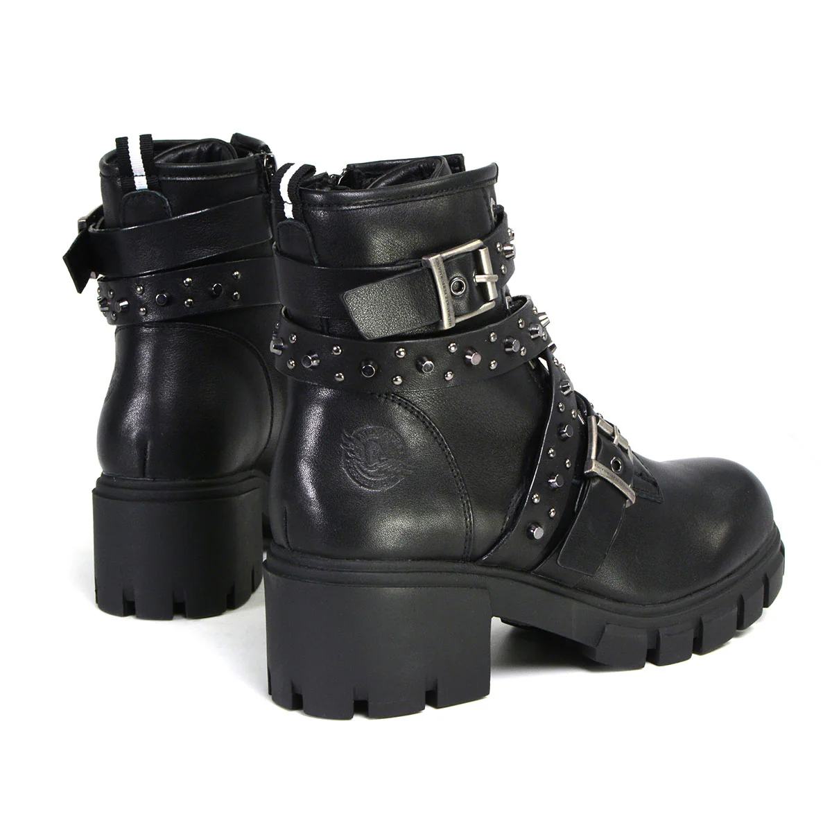 Milwaukee Leather MBL9444 Women's Bruiser Premium Black Lace-Up Fashion Boots w/ Studded Straps - Image 7