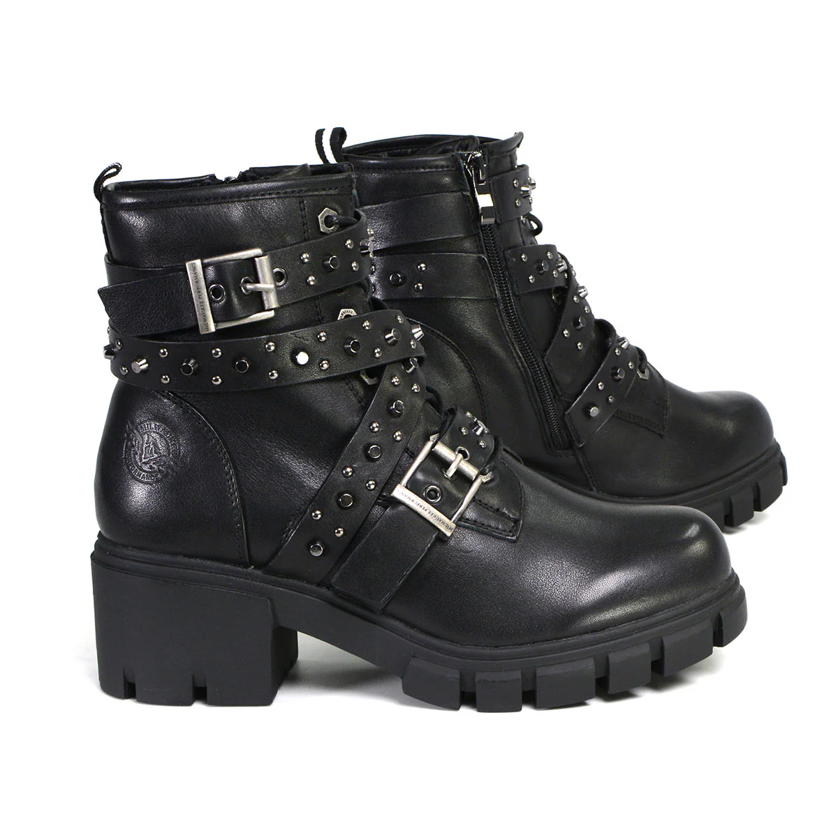 Milwaukee Leather MBL9444 Women's Bruiser Premium Black Lace-Up Fashion Boots w/ Studded Straps - Image 8