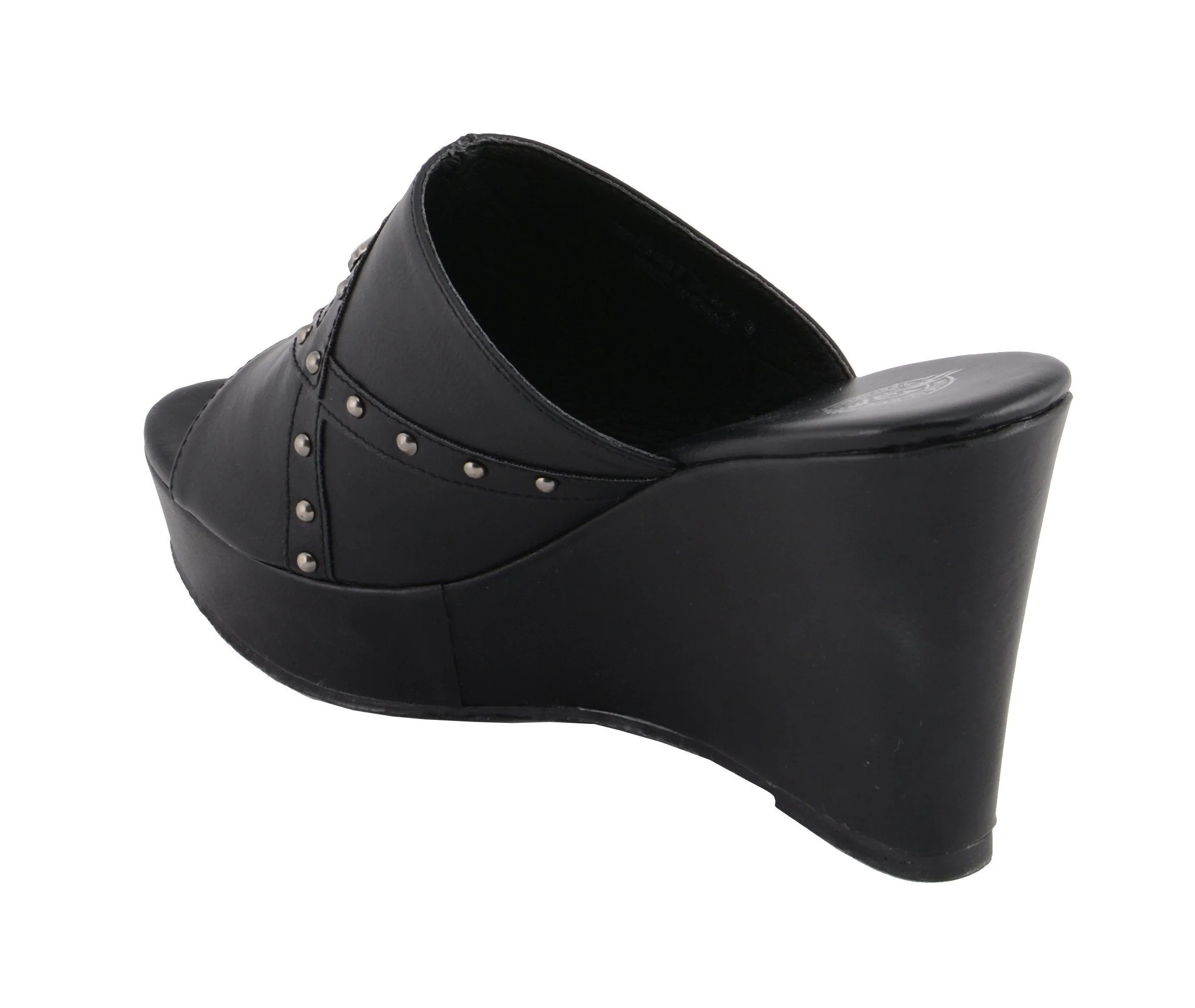 Milwaukee Leather MBL9407 Women's Black Open Toe Fashion Casual Wedge Sandals with Studs - Image 6