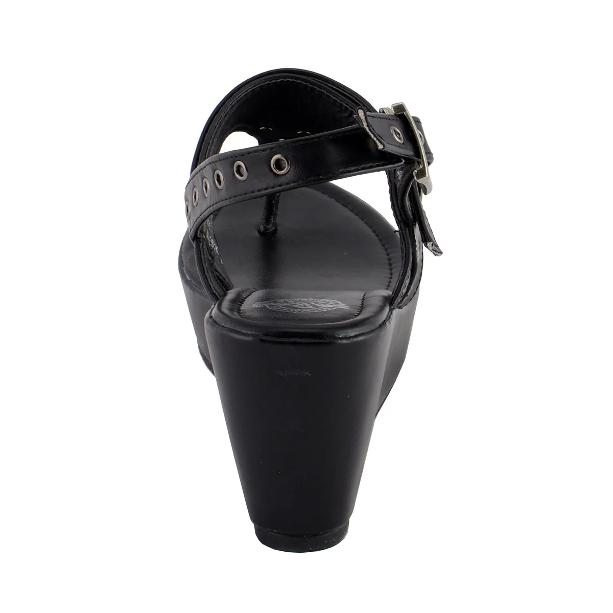 Milwaukee Leather MBL9411 Women's Black Wedge Fashion Casual Sandals with Buckled Straps - Image 6