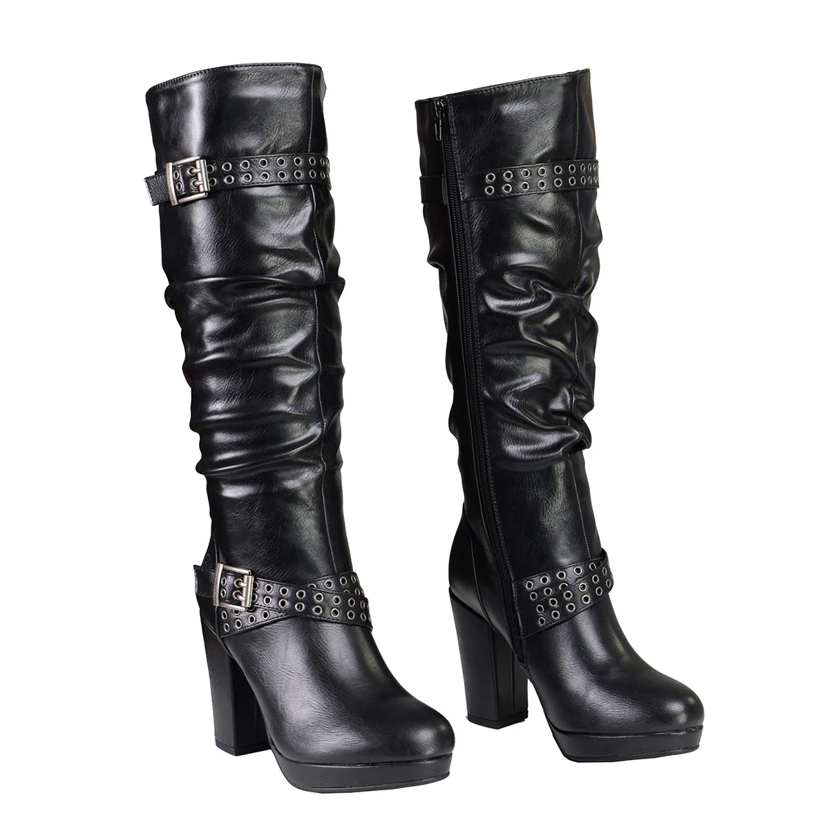 Milwaukee Leather MBL9419 Women's Tall Premium Black Platform Fashion Casual Boots with Slouch Shaft - Image 2