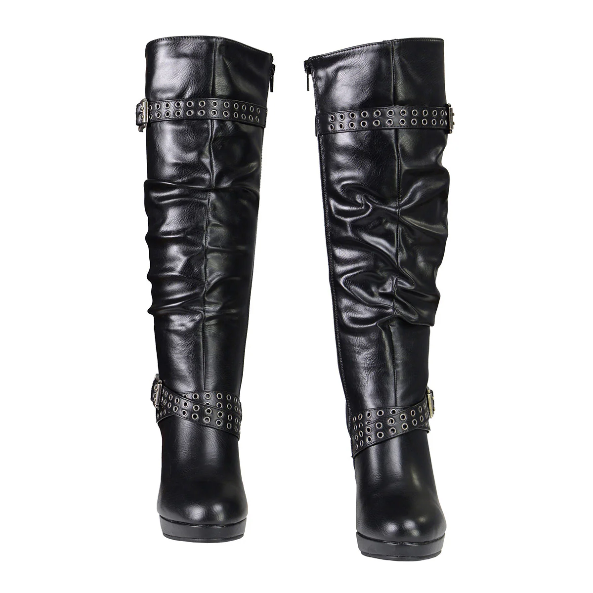Milwaukee Leather MBL9419 Women's Tall Premium Black Platform Fashion Casual Boots with Slouch Shaft - Image 7