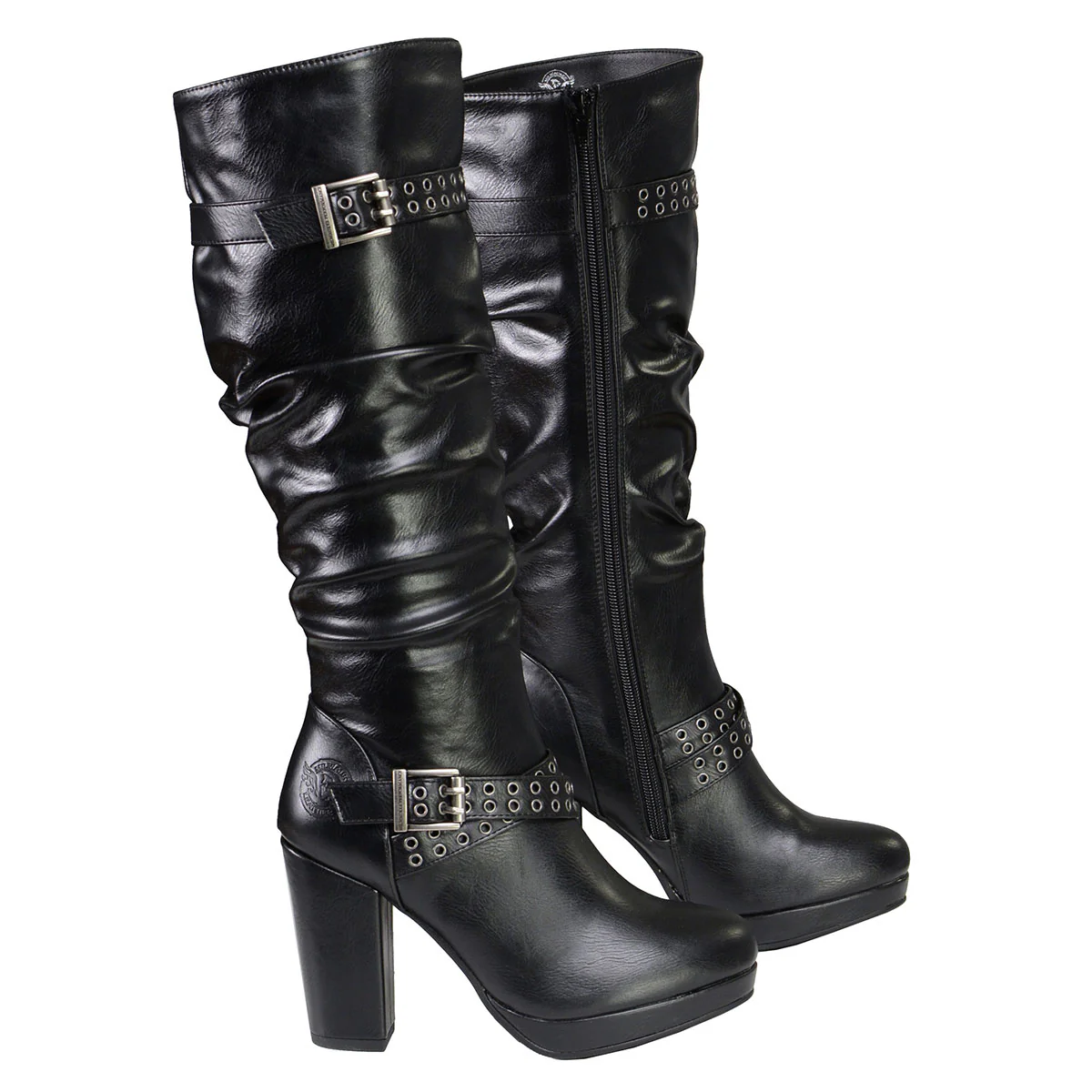 Milwaukee Leather MBL9419 Women's Tall Premium Black Platform Fashion Casual Boots with Slouch Shaft - Image 9