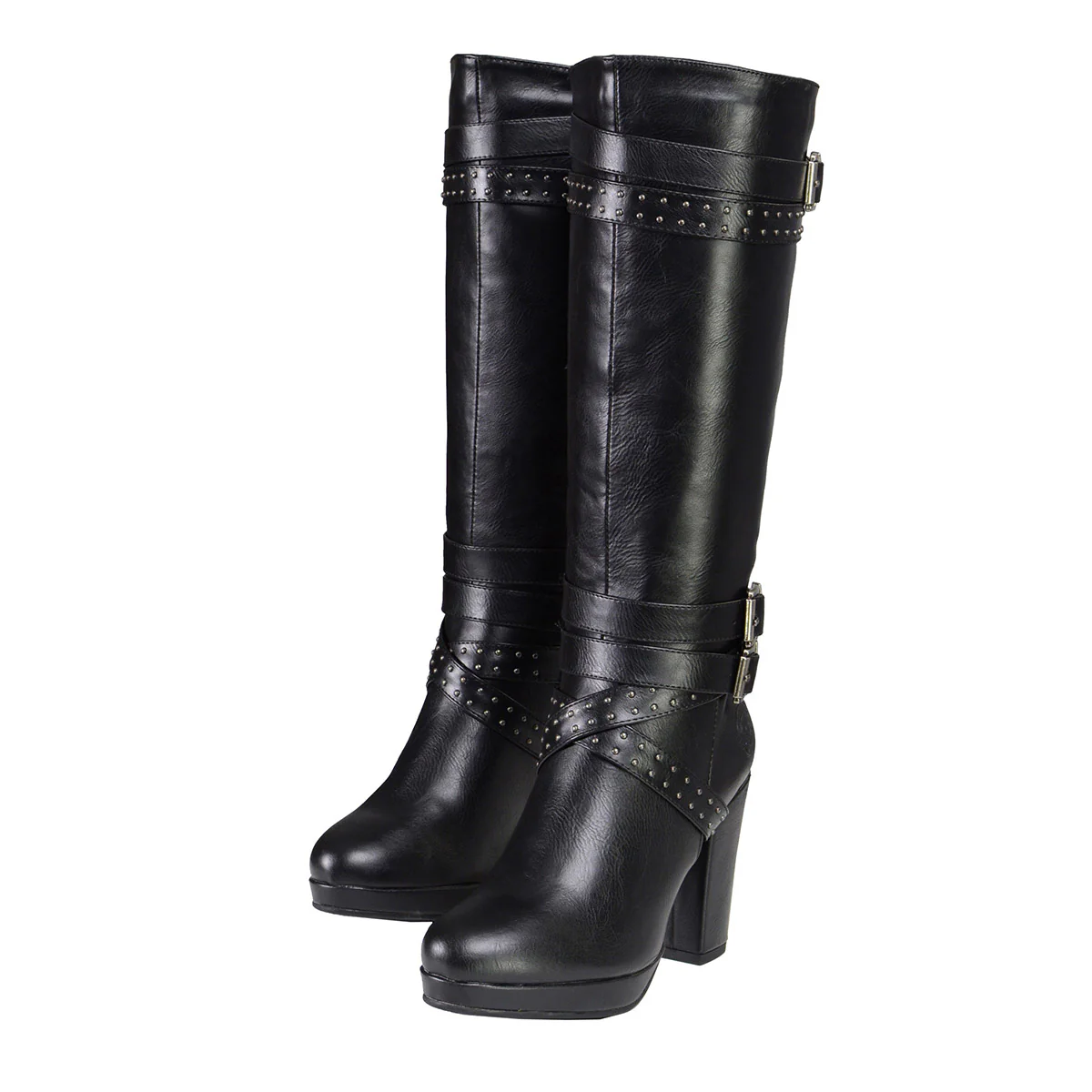 Milwaukee Leather MBL9422 Women's Tall Black Studded Strap Fashion Casual Boots with Platform Heel - Image 3